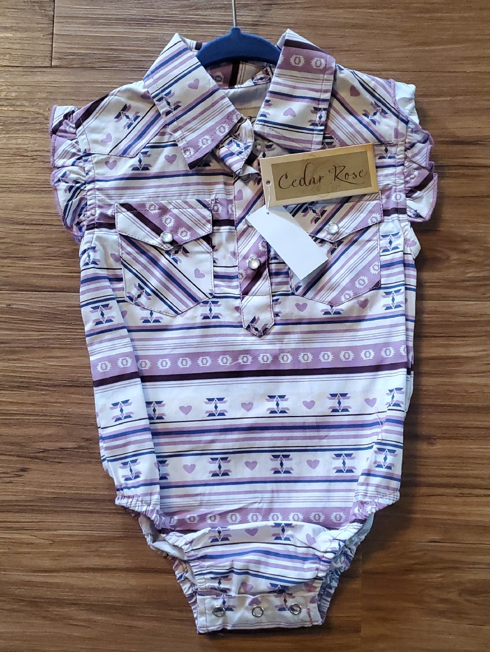 Cedar Rose Striped Floral Infant Bodysuit - Lavender & Cream